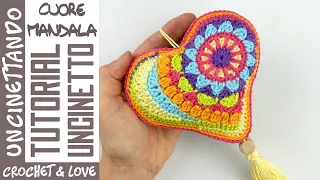 How to crochet a mandala heart - Step by step tutorial