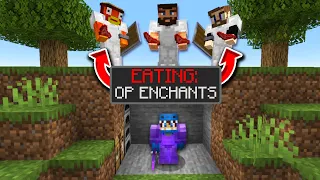 Minecraft Manhunt But Hunters Eating Give Me OP Enchants...