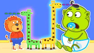 Lion Family 🍒 Growth Measurement. Baby Wants to be Taller | Cartoon for Kids