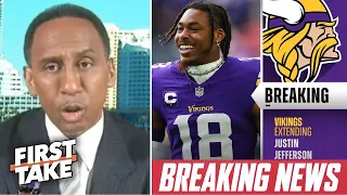 FIRST TAKE | Does he deserve this? - Stephen A. on Vikings signing Justin Jefferson to 4-year/$140M