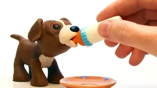 DibusYmas Feeding doggie 💕Superhero Play Doh Stop motion cartoons - Vengatoon