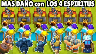 WHICH CARD DOES MORE DAMAGE with THE 4 SPIRITS | CLASH ROYALE OLYMPICS