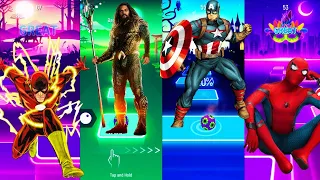 AquaMan VS Captain America VS Flash VS Spider-Man | Tiles Hop EDM Rush on ToKo Games channel