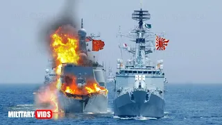 War Began! US F-22 & Japan Navy Fired 17 Missiles Quietly Sink China Warship Near South China Sea