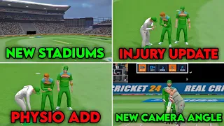 Real cricket 24 mega update reveal 🔥 || New camera angle, injury update,new stadium, physio ||
