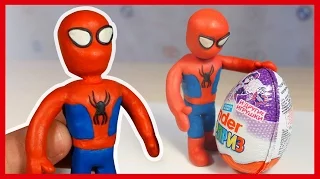 Человек-Паук из пластилина. Киндер Сюрприз. Spiderman of plasticine. Kinder Surprise Egg.