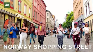 Oslo Norway summer walking tour | Oslo city walk 2024 | Karl Johans shopping street Oslo