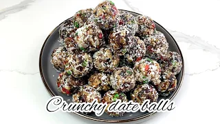 Crunchy Date Balls | Healthy no-bake Energy Bites with only 4 ingredients #149