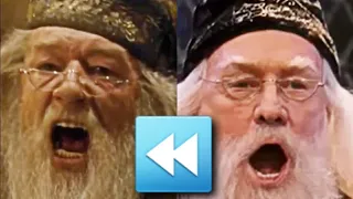 Both Dumbledores yelled SILENCE but reversed.