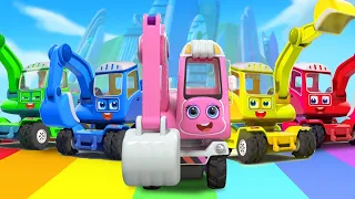 Ten Excavators Song | Learning Vehicles | Car Cartoon | Kids Cartoon | BabyBus - Cars World