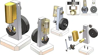 Tutorial #042 SolidWorks: vertical wobbler steam engine -