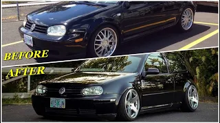 Building a 02' Bagged GTI VW Golf MK4 on Mercedes Rims in 3 minutes  Project Car Transformation