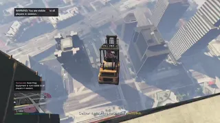 Forklift Front Flips Off Highest Building and Lands (GTA5 Online)