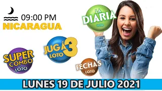 Sorteo 09 pm Loto NICARAGUA, La Diaria, jugá 3, Súper Combo, Fechas, Lunes 19 de julio 2021 |✅🥇🔥💰