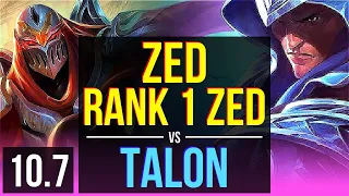 ZED vs TALON (MID) | Rank 1 Zed, 8 solo kills, 69% winrate, Legendary | BR Challenger | v10.7