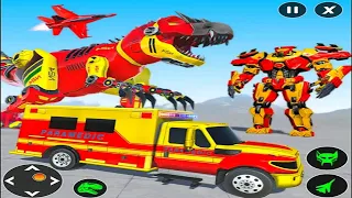 Flying Ambulance Dino Robot Save The City - Android iOS Gameplay