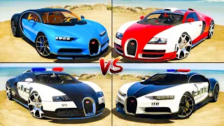 Bugatti Chiron vs Police Bugatti Veyron vs Police Chiron vs Regular Veyron - GTA 5 Which is best?