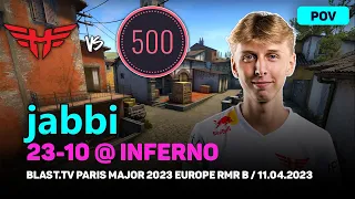 CSGO POV Heroic jabbi (23-10) vs 500 (inferno) @ BLAST.tv Paris Major 2023 Europe RMR B