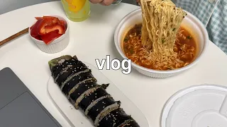 ENG)vlog🍝맵부심 부리다가 킹뚜껑한테 진 썰|집순이의 집밥 요리브이로그|kfc 블랙라벨 순살치킨 샐러드, 삼겹살김밥, 해장파스타, 코스트코 하울 , 불닭볶음면,핫도그|자취요리