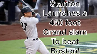 Stanton hits a 450 foot Grand Slam against the Red Sox!