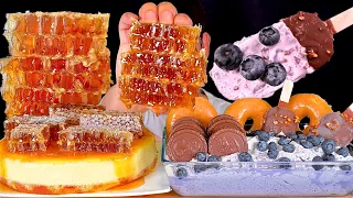 ASMR 통벌꿀집과 치즈케이크🧀🎂블루베리크림&글레이즈도넛 빈츠 초코바 먹방 Honey Cheese Cake With BlueBerry Cream Chocolate MuKBang