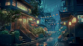 ASMR The landscape of the city at night time - Calm Piano Music for Studying, Reading, Relaxation