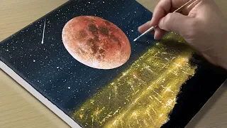 Full Moon Painting / Acrylic Painting / STEP by STEP