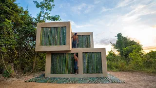 We Build The Most Beautiful contemporary Bamboo Villa House by Ancient Primitive Skills