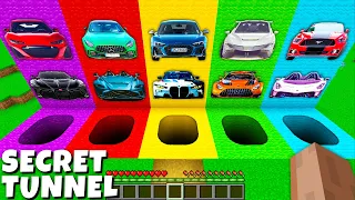 Where do lead the SECRET TUNNELS in Minecraft ? Which SUPER CAR IS BETTER ? NEW SECRET RAINBOW !