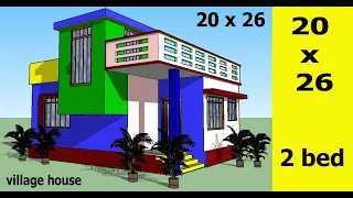 20 x 26 sqft house plan with front elevation II 20 x 26 ghar ka naksha II 2 bed room house plan