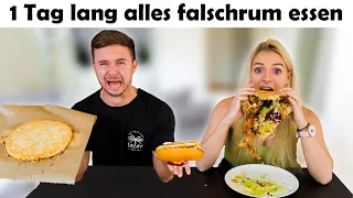 Wir essen 1 Tag lang alles falschrum (lustig)