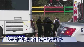 30 people injured after UMD bus crashes into pole