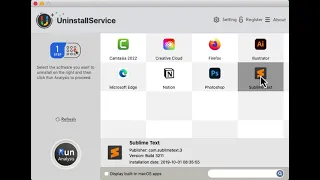 Use UninstallService to Uninstall Sublime Text on Mac