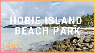 Hobie Island Beach Park in Miami 4K 🎧 Binaural 🌴 City and Wave Sounds | Walking tour 4k