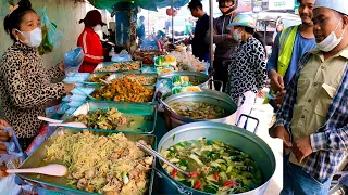 0,75$ Only!  Most Popular Cambodian Street Food for Lunch, Khmer Food Soup, Roasted Fish & More
