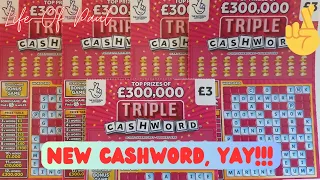 £15 of the Brand New Cashword Tripler Scratch Cards. Let's give them a try and see how they do!