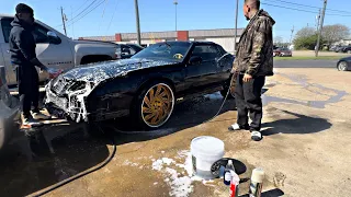 First Wash On The 89 RS CAMARO CONVERTIBLE on 24” Gold Rucci Wheels