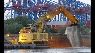 Pontonbagger - Backhoe dredger P 995 in Action