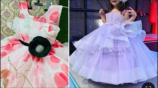 DIY: Baby Frock Cutting And Stitching/ Frill Frock Cutting/ Ball Gown/ 5to6 year Girl Frock Cutting