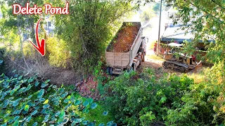 Starting first dump truck in new project​​​ Delete Pond Making Road Enteir House By Dozer Cat D3C