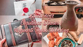 # DnDvlog2 9-Course Japanese Christmas Dinner | Personalized Hogwarts Trunk Unboxing (Slytherin)