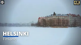 Winter Snowfall Walk from Helsinki City Center to Kallio ( 29 December 2021 )