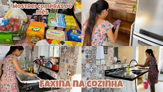 COMPRAS DO MÊS MERCADO ATACADISTA  + FAXINA COMPLETA E DETALHADA NA COZINHA + LIMPEZA PESADA