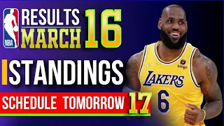 NBA Standings today | NBA games today, March 16 , 2024. GAME RESULTS TODAY | Schedule & Scoreboard