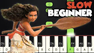 How Far I'll Go - Moana | SLOW BEGINNER PIANO TUTORIAL + SHEET MUSIC by Betacustic