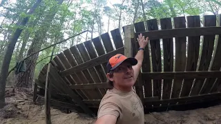 Building a wooden berm.