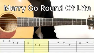 Merry Go Round Of Life (Easy Guitar Tutorial Tabs) Howl's Moving Castle