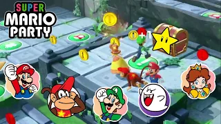 Super Mario Party - Luigi & Boo vs Goomba & Monty Mole - Domino Ruins Treasure Hunt