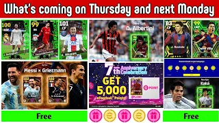 What is coming on Thursday and Monday in eFootball 2024, POTW 7th Anniversary, Free Coins & Epic