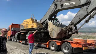 Transporting On Site The Volvo EC700CL & Cat 385C Excavators - Sotiriadis/Labrianidis Mining - 4K